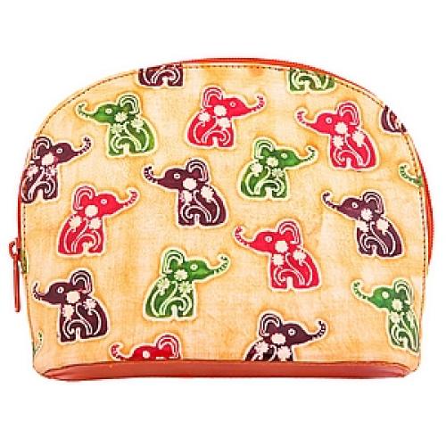 Косметичка  натуральная кожа ручной принт №142