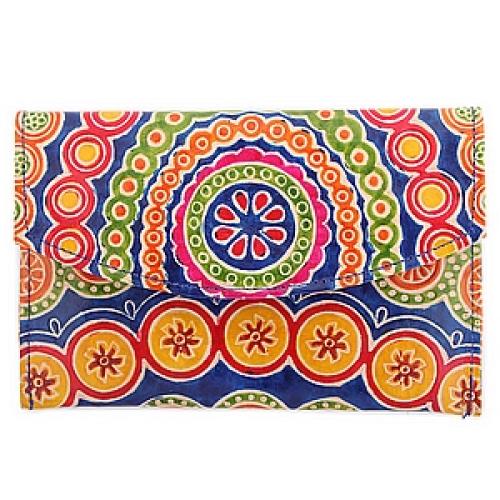 Кошелек кожа ручной принт №146