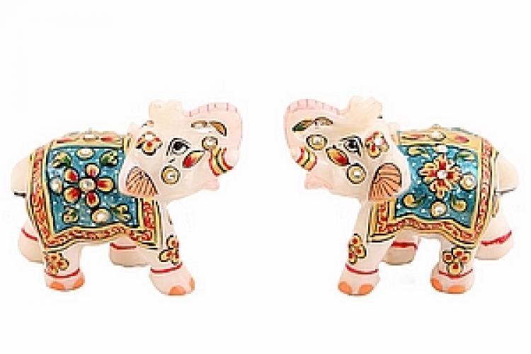 Статуэтка слон мраморный  (набор из 2) №149