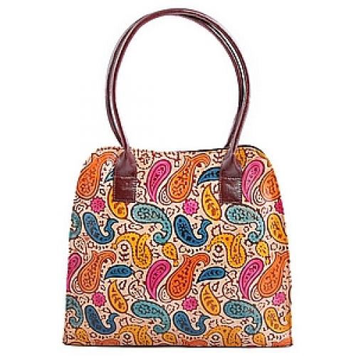 Сумка кожа ручной принт  №155