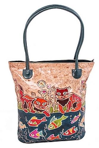 Сумка натуральная кожа ручной принт №148