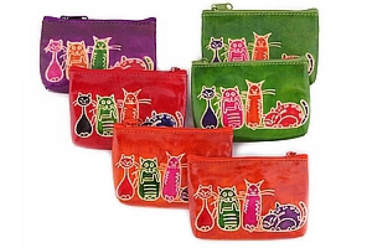 Кошелек под мелочь ручной принт натуральная кожа"Кожа" уп./6шт №96