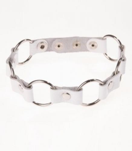 Ошейник с кольцами белый - купить 