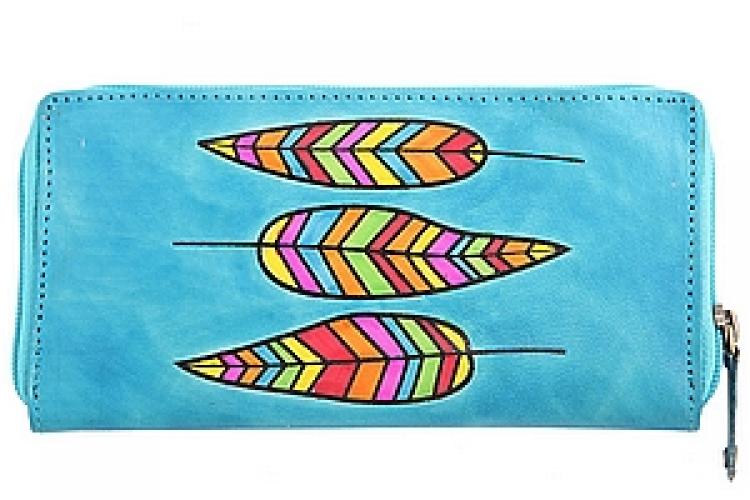 Кошелек  кожа ручная роспись №119