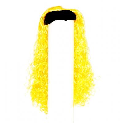  Парик с повязкой маленькие кудряшки желтый 