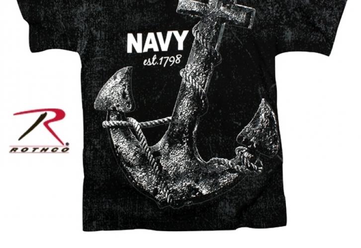 Винтажная черная футболка NAVY ANCHOR  ― магазин нужных товаров у нас есть все playera.ru Тел 8-495-741-86-12 a7418612@yandex.ru  тнп карнавал праздник отдых спорт дом одежда 