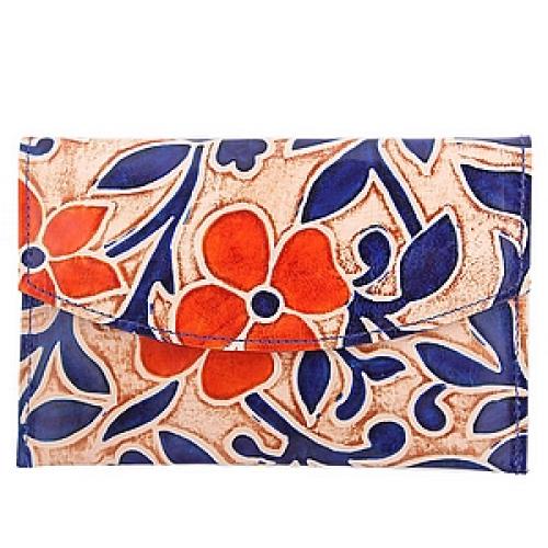 Кошелек кожа ручной принт №120