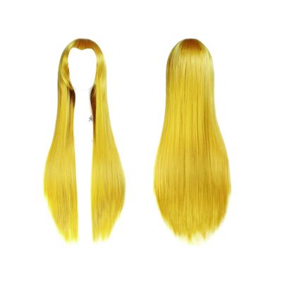  Парик прямой длиной 1 метр жёлтый 