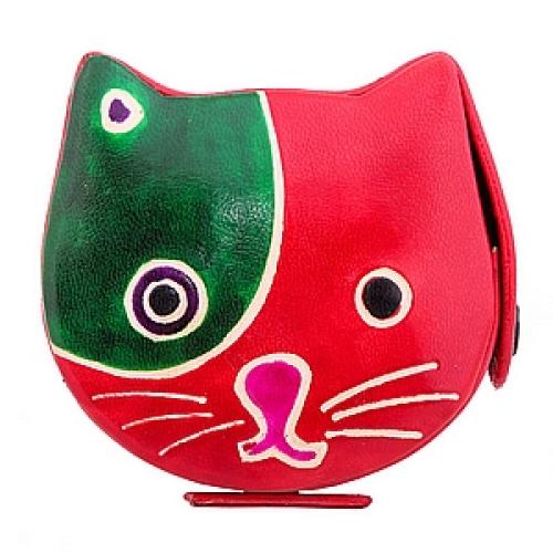 Копилка под мелочь  натуральная кожа  ручной принт №47