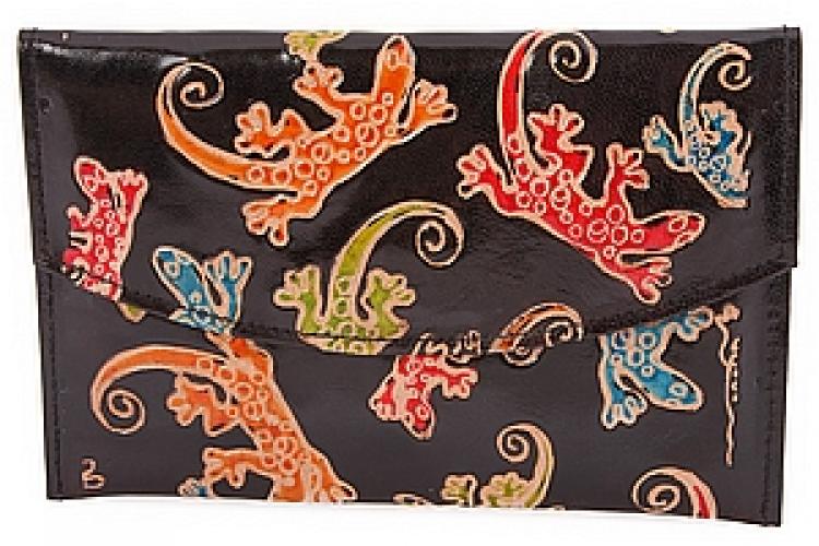 Кошелек кожа ручной принт №129