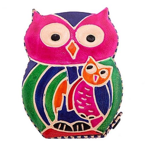 Копилка под мелочь  натуральная кожа  ручной принт №59