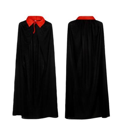  Плащ  карнавальный черный с красным воротником 