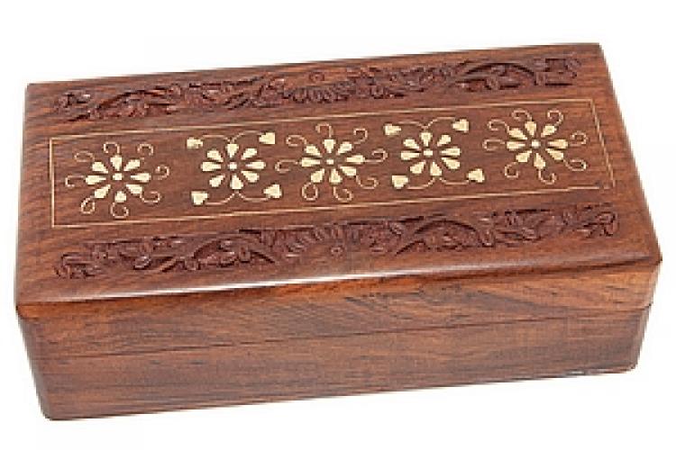 Шкатулка (дерево) с инкрустацией 20*10*6 №128