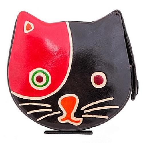 Копилка под мелочь  натуральная кожа  ручной принт №42