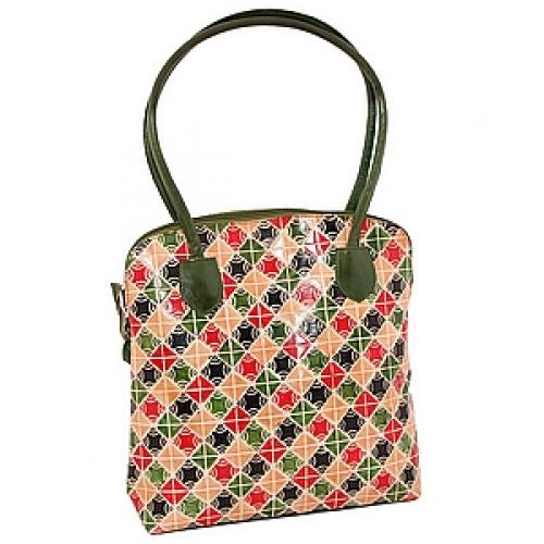 Сумка кожа ручной принт  №4