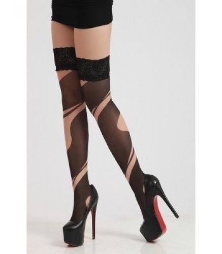 Чулки в сердечко черные - купить 