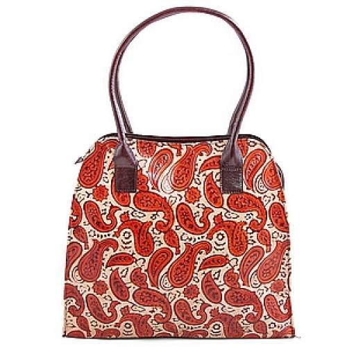 Сумка кожа ручной принт  №180