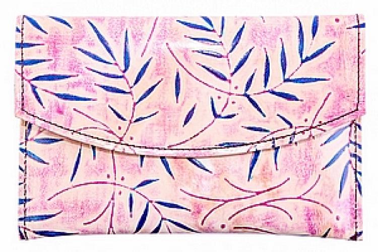 Кошелек кожа ручной принт №133