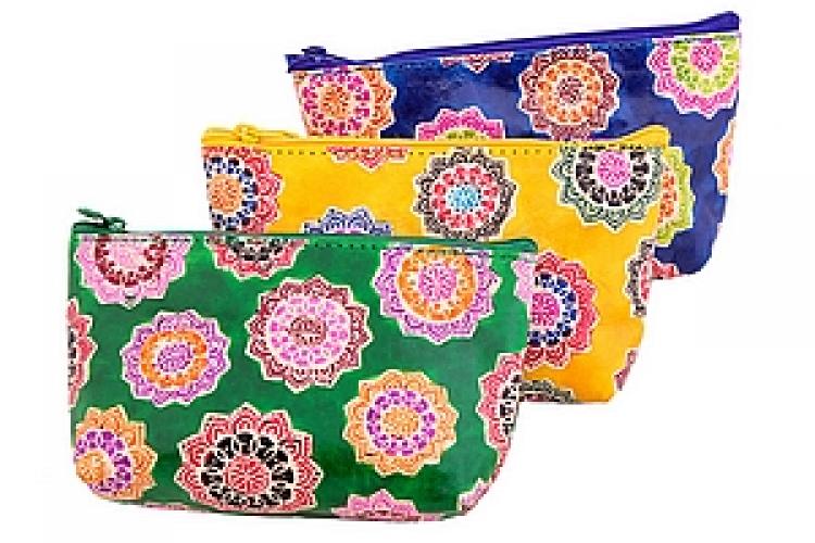 Косметичка натуральная кожа  ручной принт "уп./ 3 шт.№14