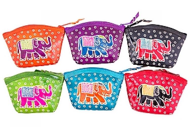 Кошелек под мелочь  ручной принт " Слоны " уп./6шт №47