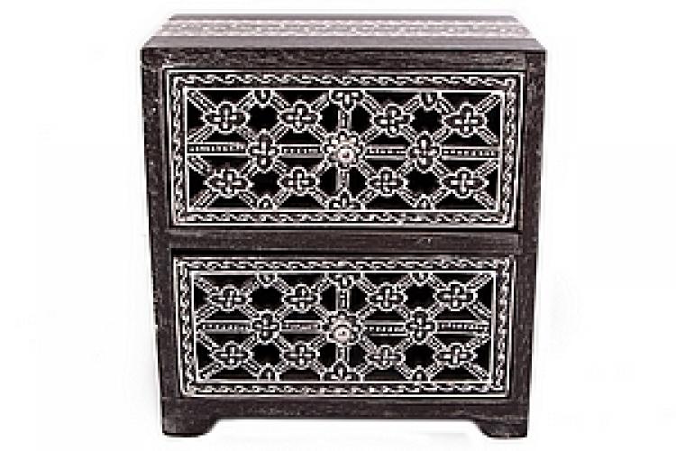 Шкатулка-комодик на 2 ящика (дерево, роспись)  №133