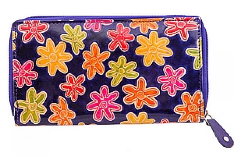 Кошелек кожа  ручной принт №199