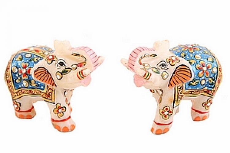 Статуэтка слон мраморный  (набор из 2) №105