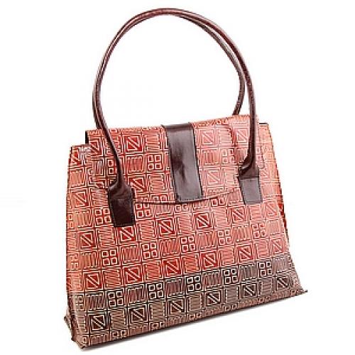 Сумка кожа ручной принт  №114