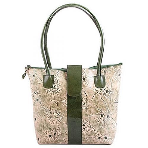 Сумка кожа ручной принт  №176