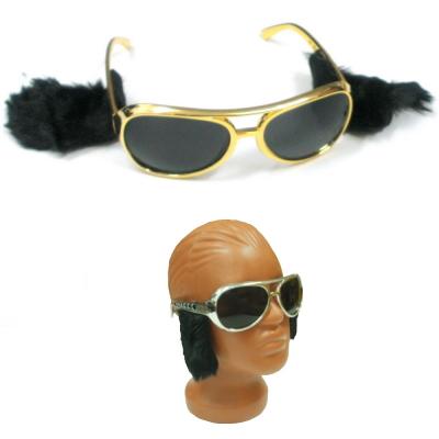  Очки Элвиса Пресли с бакенбардами золото 
