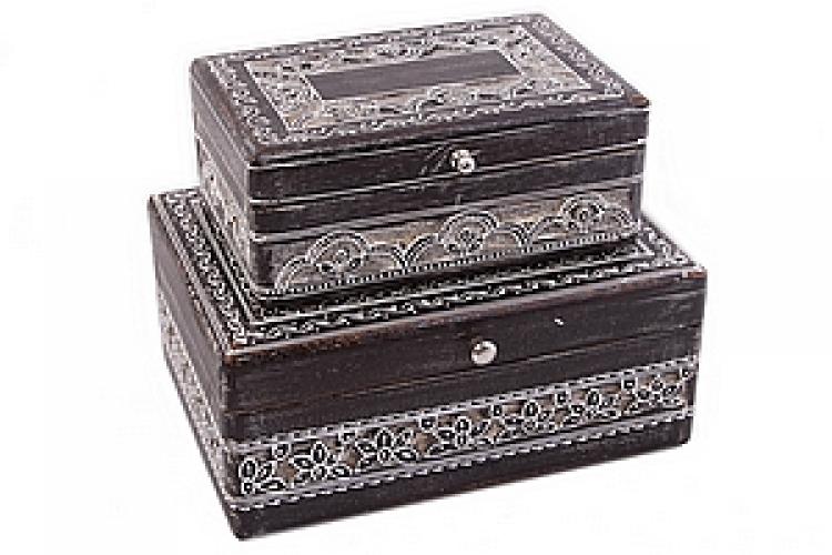 Шкатулка (дерево, роспись)  набор из 2 №167