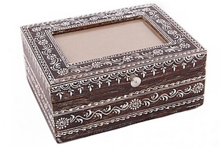 Шкатулка с рамкой для фото дерево роспись №50