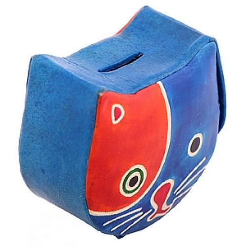 Копилка под мелочь  натуральная кожа  ручной принт №141