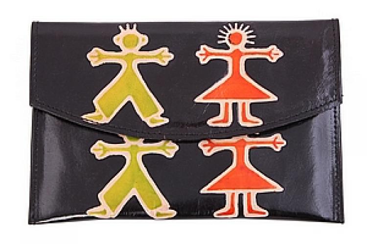 Кошелек кожа ручной принт №115