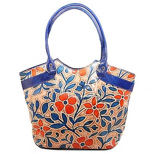 Сумка кожа ручной принт  №179