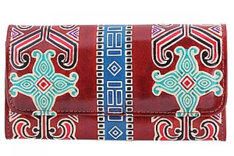 Кошелек кожа ручной принт №129