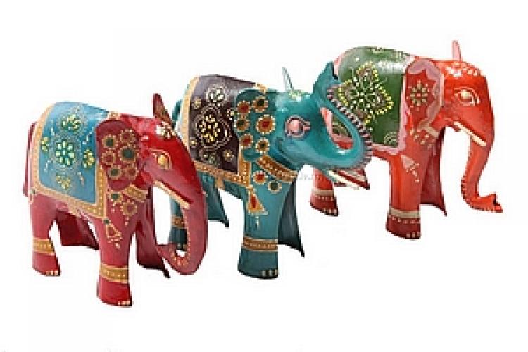 Статуэтка "Слон" набор из 3х (железо, роспись) №63