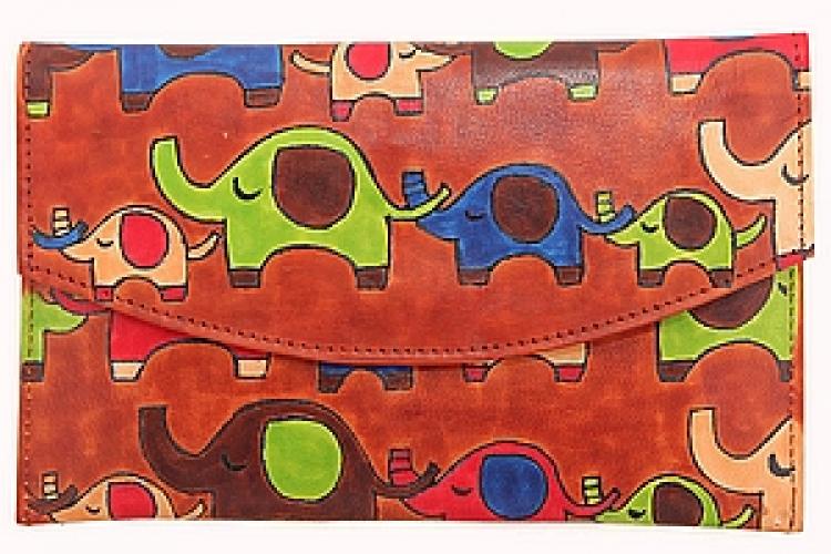 Кошелек кожа ручная роспись №134