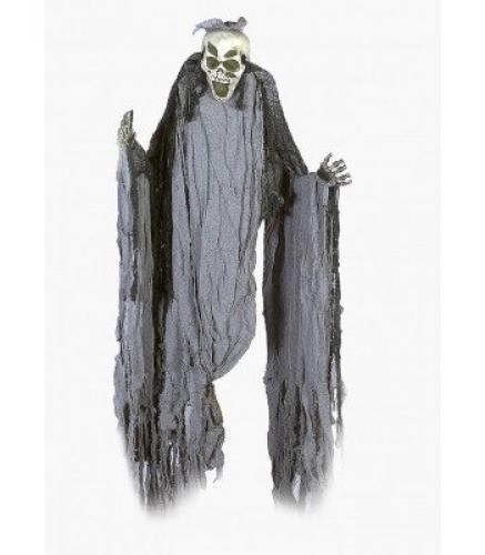 Серебристая маска черепа в черной накидке - купить 
