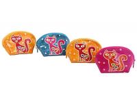 Кошелек под мелочь  ручной принт натуральная кожа "Кошки" уп.4 шт. №126