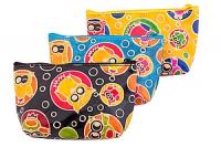 Косметичка натуральная кожа  ручной принт " Совы"уп./ 3 шт.№12