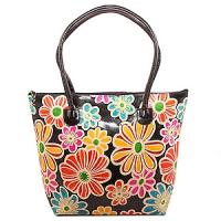 Сумка кожа ручной принт  №38