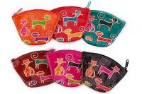 Кошелек под мелочь  ручной принт "Кошки" уп./6шт №57