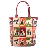 Сумка натуральная кожа ручной принт №130