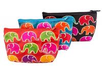 Косметичка натуральная кожа  ручной принт " Слоны"уп./ 3 шт.№125