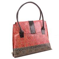 Сумка кожа ручной принт  №81