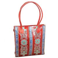 Сумка  кожа ручной принт №18