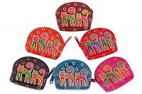 Кошелек под мелочь натруальная кожа  ручной принт "Кошки" уп./6шт №127