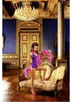 Сорочка фиолетовая с розовым кружевом