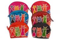 Кошелек под мелочь натруальная кожа  ручной принт "Кошки" уп./6шт №73